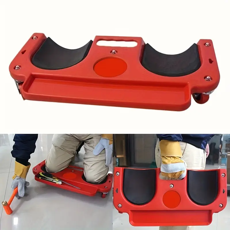 1pc Heavy-Duty Rolling Knee Pad Platform with Wheels - ABS Plastic Ergonomic Kneeling Pad, Built-In Tool Tray & Comfortable Cushion for Carpenters, Flooring, Mechanics, Machine Workers, Floor Protection Gear,