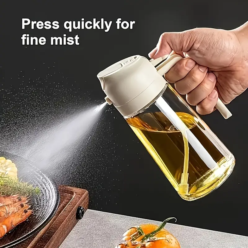 1pc Dual-Use Oil Spray Bottle for Cooking - Precise Quantitative Misting Sprayer with BPA-Free Plastic, Large Capacity Kitchen & Outdoor BBQ Oil Dispenser for Baking, Grilling, Salad Dressing
