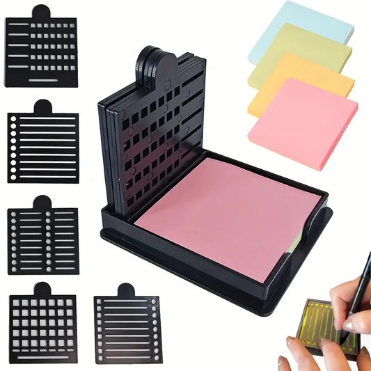 Upgraded Sticky Note Stencil & Organizer with 5 Templates (Lines, Checkboxes, Circles) - Durable ABS Plastic Holder for 3x3 Inch Notes, Reusable Dispenser for Office, Home, School - Perfect Gift for Productivity & Organization, to Do List Tool