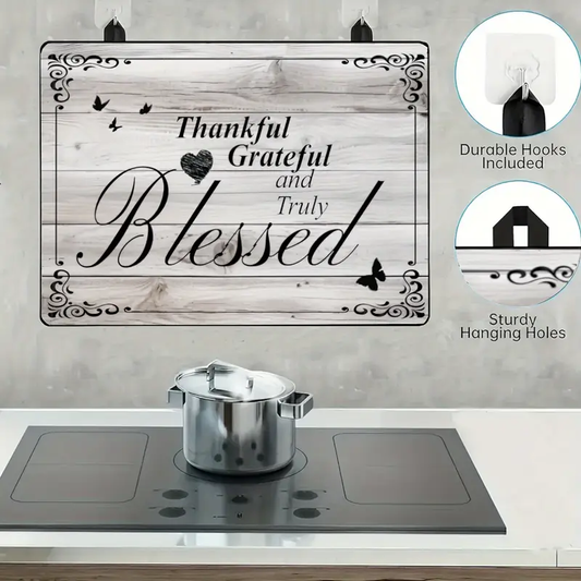 1pc Large Stove Top Cover 28.5x20.5 - Heat Resistant, Scratch-Proof Glass Protector with Stylish "Thankful Grateful & Blessed" Design, Multipurpose Kitchen Decor for Cooktops, Ovens, Washers & Dryers, Easy to Clean, Stove Top Protectors