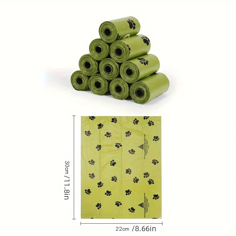 Leak-Proof Dog Poop Bags with Paw Print Pattern - 10/20/30 Rolls, High-Quality Polyethylene Outdoor Pet Waste Disposal Bags, Pet Waste Disposal|Paw Print Design|Durable Plastic Bags, Dog Waste Disposal