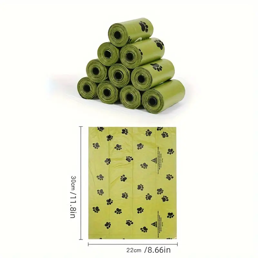 Leak-Proof Dog Poop Bags with Paw Print Pattern - 10/20/30 Rolls, High-Quality Polyethylene Outdoor Pet Waste Disposal Bags, Pet Waste Disposal|Paw Print Design|Durable Plastic Bags, Dog Waste Disposal