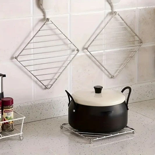 3pcs POT PAD SQUARE STORAGE RACK - Thermal Insulated Placemats Coasters Table Mats Heat Insulating Mats Practical Shelf Universal Shelf For Kitchen And Dining Room, Utility Racks