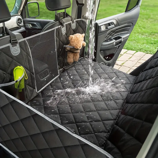 Waterproof Dog Car Seat Cover for Back Seat & Trunk Liner - Durable Polyester Pet Cargo Liner with Removable Foldable Design, Black & White Piping, Fit for SUVs, Cars, Vehicles, Vehicle Interior Protection, Easyclean