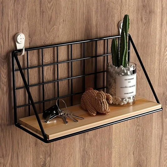 Metal Floating Shelves Rack] 1pc Metal Floating Shelves Wall Mounted - Punch-free Storage Rack for Bathroom, Living Room, Bedroom - Minimalist Wall Decor Aesthetic Room Decor