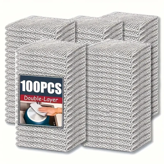 30/50/100 Counts Dishwashing Rags，Multipurpose Non-Scratch Wire Dishcloths for Wet and Dry Use, Reusable Wire Cleaning Cloths for Kitchen, Sinks, and Pans Silver Removable, Washable & More
