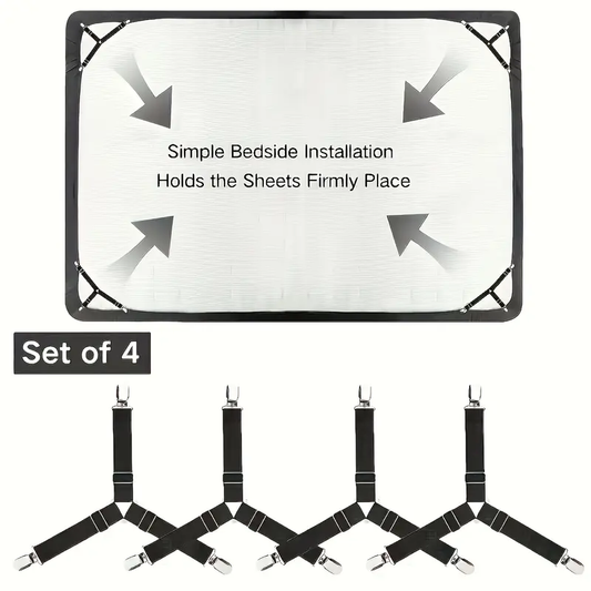 4pcs, Adjustable Elastic Bed Sheet Fixing Strap, Anti Slip Fastening Buckle For Bed Sheets, Suitable For Wrinkled Bed Sheets, Practical Household And Daily Necessities