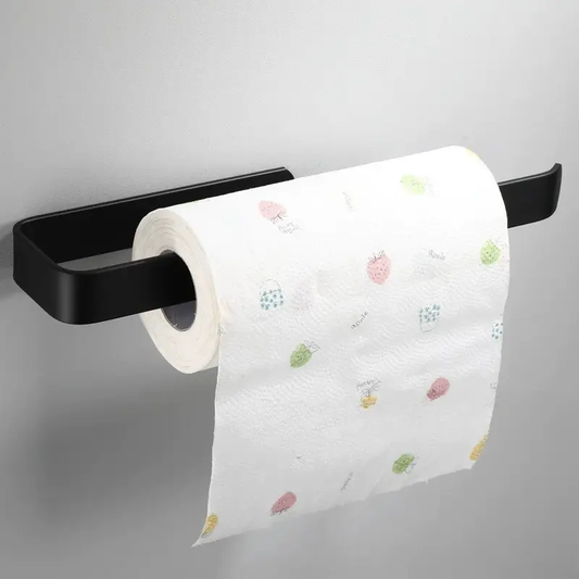 Self-Adhesive Plastic Paper Towel Holder for Kitchen & Bathroom - No Drill, Wall-Mounted Towel Rack with Dual-Use Design, Ideal for Hand Towels, Bathroom Decor|Modern Rack Design|Sleek Black Finish, Towel Holder for Bathroo