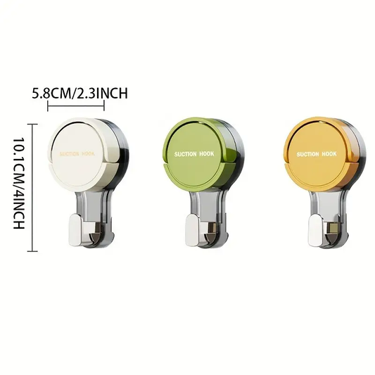 Contemporary Plastic Suction Cup Hooks, Wall Mount, No-Drill Vacuum Sealed Hooks for Towels, Kitchen, Bathroom, and Home Organization